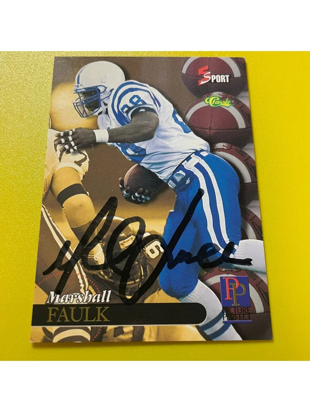 Marshall Faulk On-Card Auto COA Sticker